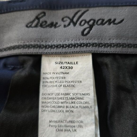 Ben Hogan Golf Performance Blue Lightweight Pants Men's 42 x 30 Stretch Fabric - Picture 8 of 8
